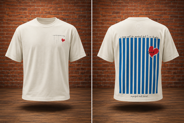 Imperfect But Loved – Heart & Stripes Tee