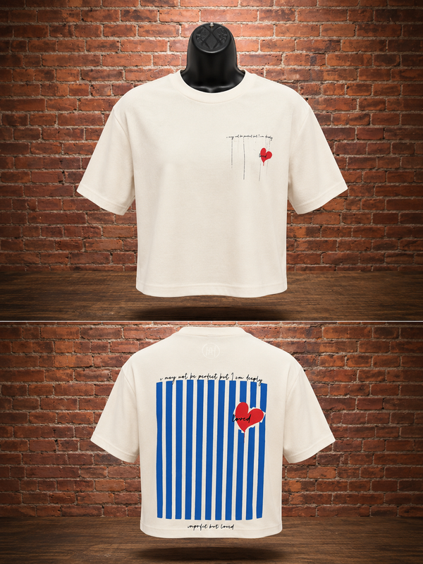 Imperfect But Loved – Heart & Stripes Tee