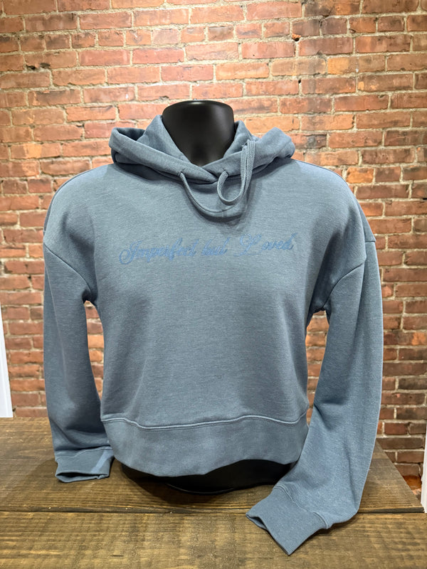 Imprfct But Loved  - Script Crop Hoodie